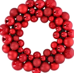 Christmas gifts Kerstkransen> Kerstkrans - O 36 Cm - 55 Ballen - Rood - Pvc