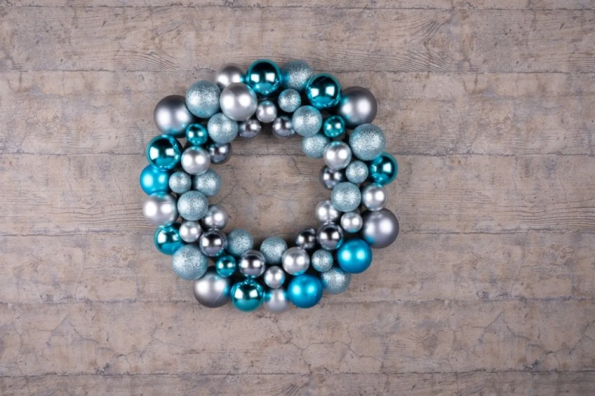 Christmas gifts Kerstkransen> Kerstkrans - O 36 Cm - 55 Ballen - Blauw - Pvc