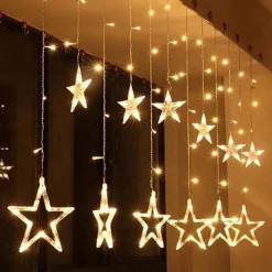 YUCEN Christmasxl Kerstverlichting | Sterrengordijn | Kerst | Kerststerren | Feest Licht Gordijn | Warm Wit Licht | 5 M Energie Zuinig | 24 Sterren - Inclusief Afstandsbediening - Extra Lang 5 Meter! Cheap