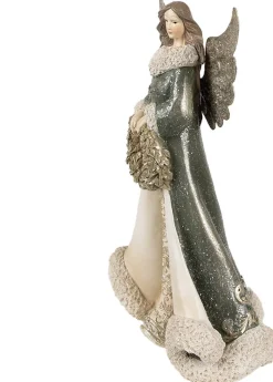 Clayre u0026 Eef Kerstbeelden></noscript>Clayre & Eef Beeld Engel 24 Cm Grijs Polyresin Kerstfiguren