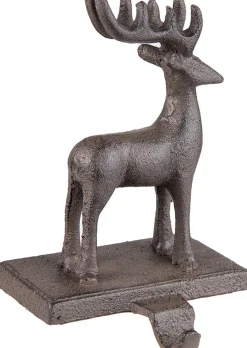 Clayre u0026 Eef Kerstsokken>Clayre & Eef Haak Kerstsok Rendier 13X11X21 Cm Bruin Ijzer