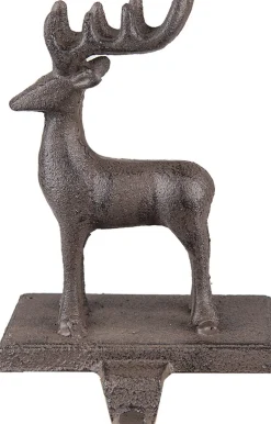 Clayre u0026 Eef Kerstsokken>Clayre & Eef Haak Kerstsok Rendier 13X11X21 Cm Bruin Ijzer