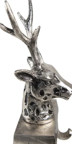 Clayre u0026 Eef Kerstsokken>Clayre & Eef Haak Kerstsok Rendier 28 Cm Zilverkleurig Aluminium