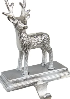 Clayre u0026 Eef Kerstsokken>Clayre & Eef Haak Kerstsok Rendier 21 Cm Zilverkleurig Aluminium