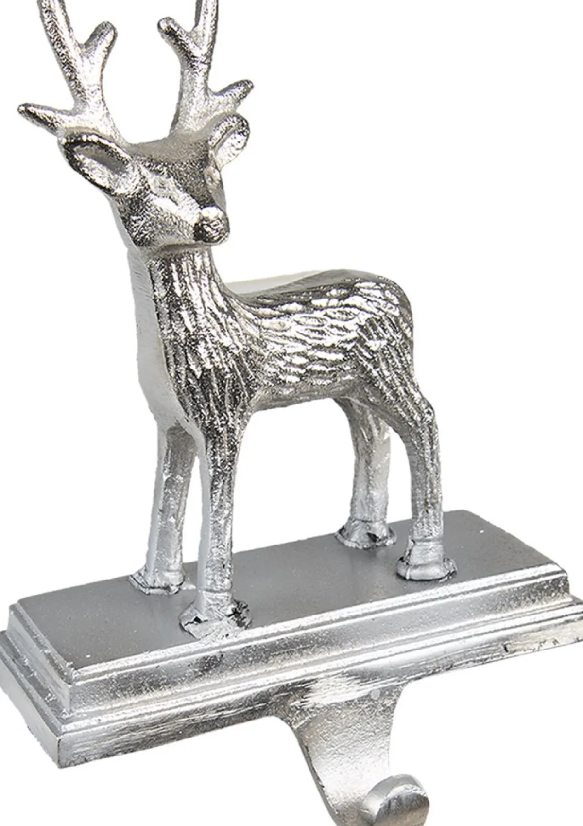 Clayre u0026 Eef Kerstsokken>Clayre & Eef Haak Kerstsok Rendier 21 Cm Zilverkleurig Aluminium