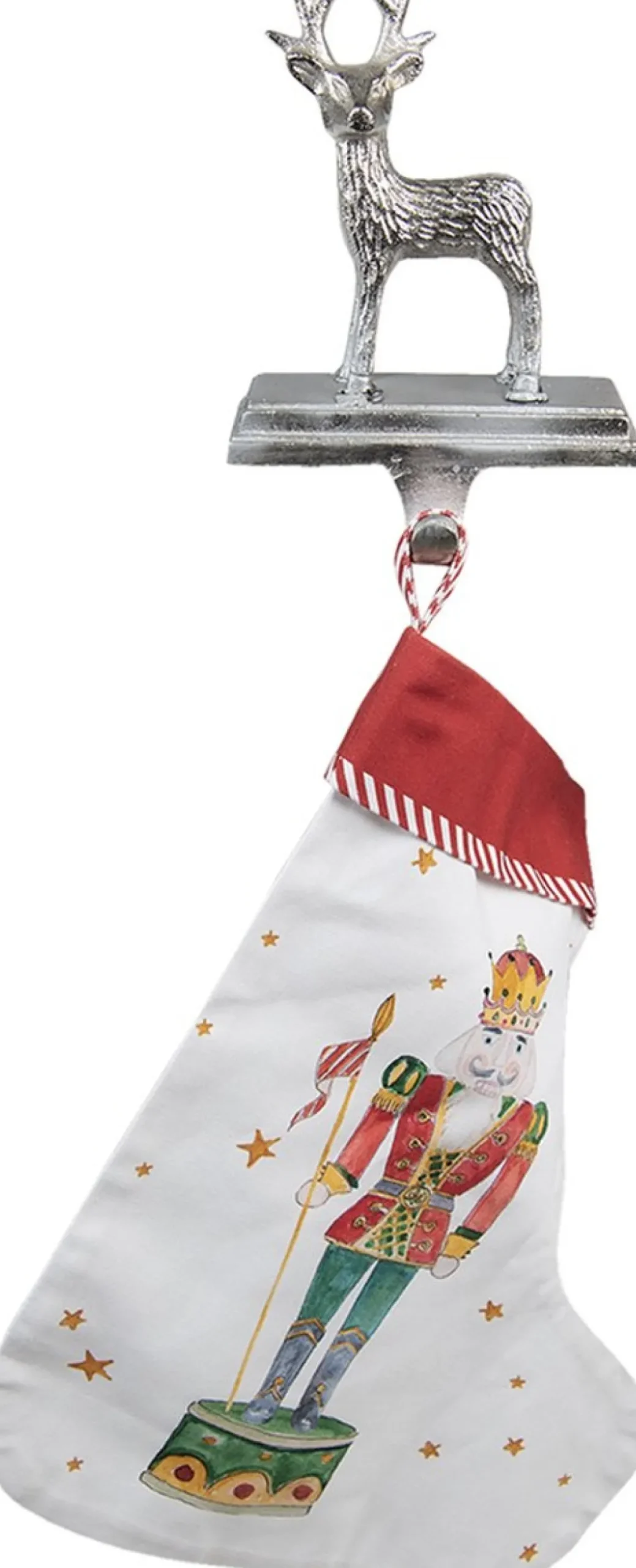 Clayre u0026 Eef Kerstsokken>Clayre & Eef Haak Kerstsok Rendier 21 Cm Zilverkleurig Aluminium