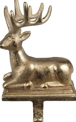 Clayre u0026 Eef Kerstsokken>Clayre & Eef Haak Kerstsok Rendier 20 Cm Goudkleurig Aluminium