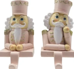 Clayre u0026 Eef Kerstsokken>Clayre & Eef Haak Kerstsok Set Van 2 Notenkraker 12 Cm Roze Wit Kunststof Kerstdecoratie