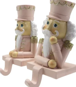 Clayre u0026 Eef Kerstsokken>Clayre & Eef Haak Kerstsok Set Van 2 Notenkraker 12 Cm Roze Wit Kunststof Kerstdecoratie