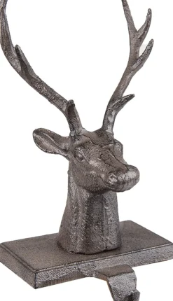 Clayre u0026 Eef Kerstsokken>Clayre & Eef Haak Kerstsok Rendier 13X12X24 Cm Bruin Ijzer