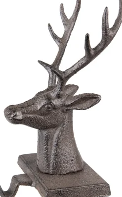 Clayre u0026 Eef Kerstsokken>Clayre & Eef Haak Kerstsok Rendier 13X12X24 Cm Bruin Ijzer