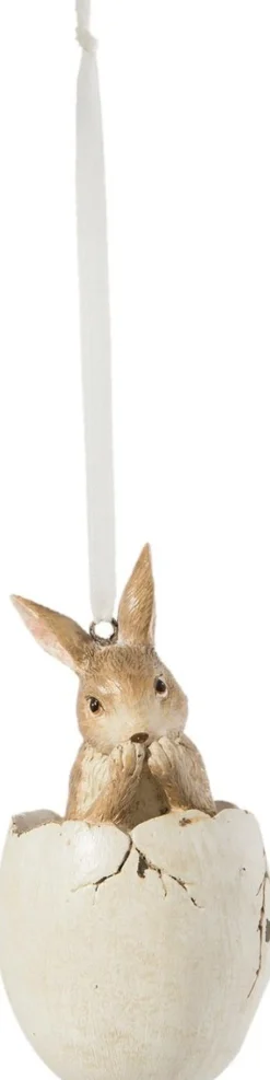 Clayre u0026 Eef Kersthanger>Clayre & Eef Hanger Ei O 5X10 Cm Bruin Kunststof Paasdecoratie