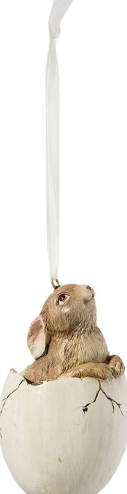 Clayre u0026 Eef Kersthanger>Clayre & Eef Hanger Ei O 5X9 Cm Bruin Kunststof Paasdecoratie