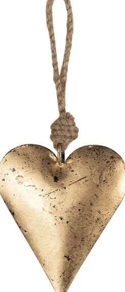 Clayre u0026 Eef Kersthanger>Clayre & Eef Hanger Hart 8X2X10 Cm Goudkleurig Metaal Hartvormig Woondecoratie