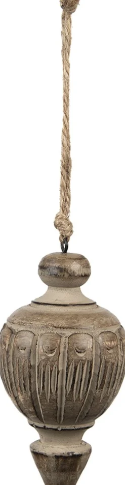 Clayre u0026 Eef Kersthanger>Clayre & Eef Hanger O 7X13 Cm Bruin Hout Woondecoratie