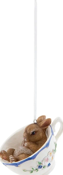 Clayre u0026 Eef Kersthanger>Clayre & Eef Hanger 9X7X5 Cm Bruin Wit Kunststof Rond Paasdecoratie