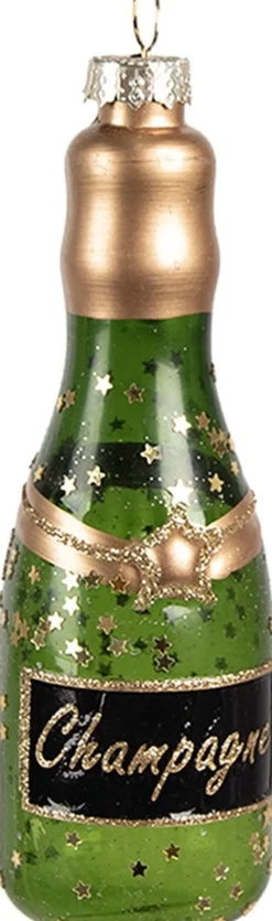 Clayre u0026 Eef Kersthanger>Clayre & Eef Kersthanger Fles 12 Cm Groen Glas Kerstboomversiering