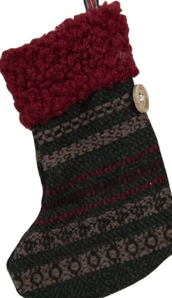 Clayre u0026 Eef Kerstsokken>Clayre & Eef Kerstsok 17 Cm Groen Rood Synthetisch