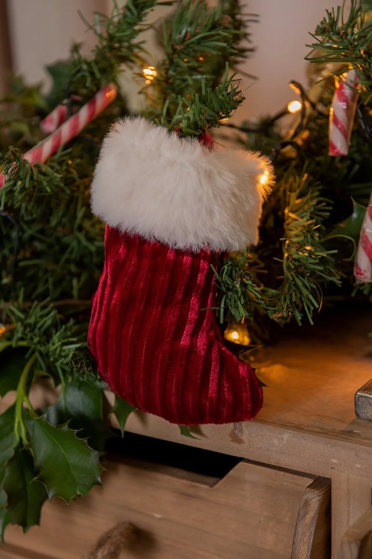 Clayre u0026 Eef Kerstsokken>Clayre & Eef Kerstsok 13 Cm Rood Synthetisch