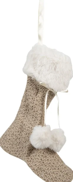 Clayre u0026 Eef Kerstsokken>Clayre & Eef Kerstsok 20 Cm Beige Synthetisch