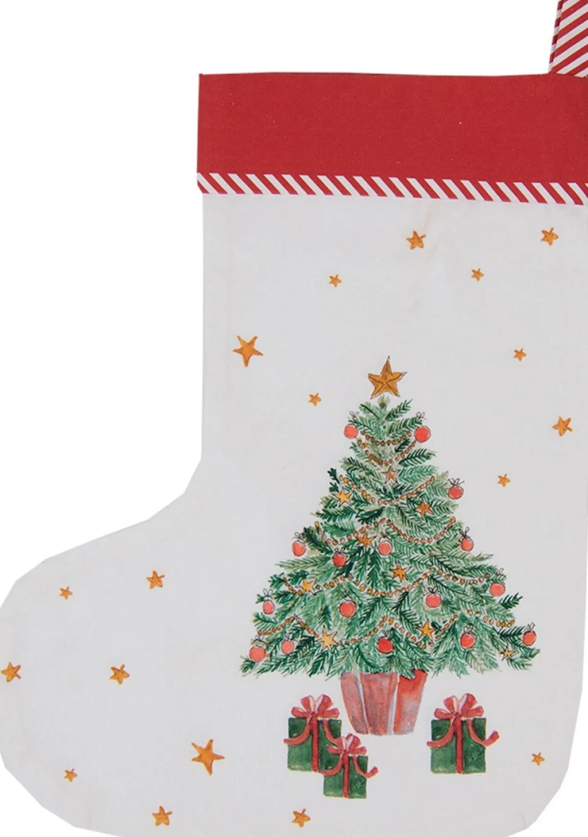 Clayre u0026 Eef Kerstsokken>Clayre & Eef Kerstsok Decoratie Kerstsok 30X40 Cm Wit Rood Katoen Kerstboom Kerstsok Hanger