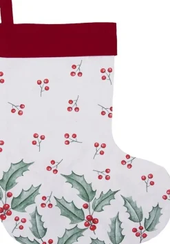 Clayre u0026 Eef Kerstsokken>Clayre & Eef Kerstsok Kerstsok 30X40 Cm Wit Rood Katoen