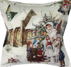 Clayre u0026 Eef Kerstkussens>Clayre & Eef Kussenhoes 45X45 Cm Wit Polyester Vierkant Kerst Sierkussenhoes