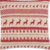 Clayre u0026 Eef Kerstkussens>Clayre & Eef Kussenhoes 40X40 Cm Rood Katoen Vierkant Rendieren Sierkussenhoes