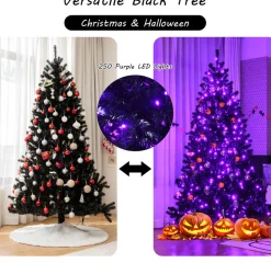 COAST™ Coast 180 Cm Verlichte Zwarte Kerstboom Met 250 Paarse Led -Lichten Fashion