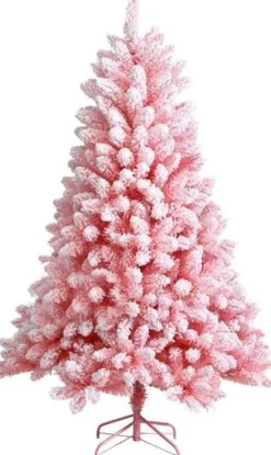 COAST™ Coast Besneeuwde Kunstkerstboom - Met Metalen Standaard - 680 Takken - Pvc - Roze - 150 Cm Best Sale