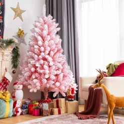 COAST™ Coast Besneeuwde Kunstkerstboom - Met Metalen Standaard - 680 Takken - Pvc - Roze - 150 Cm Best Sale