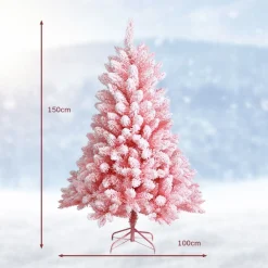 COAST™ Coast Besneeuwde Kunstkerstboom - Met Metalen Standaard - 680 Takken - Pvc - Roze - 150 Cm Best Sale