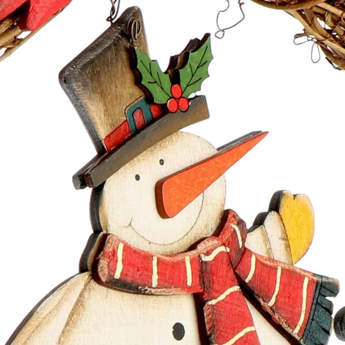 * Kerstkransen>Com-Four® Kerstkrans Gevlochten - Deurkrans"Welkom" Voor Kerstmis - Kerstdecoratie Om Op Te Hangen - Houten Krans Ca. O 31 Cm (Sneeuwpop - L)