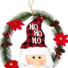 * Kerstkransen>Com-Four® Kerstkrans Met Kerstman - Deurkrans Kerstmis - Adventskrans - Kerstdecoratie - O Ong. 35 Cm (Kerstman No. 1)
