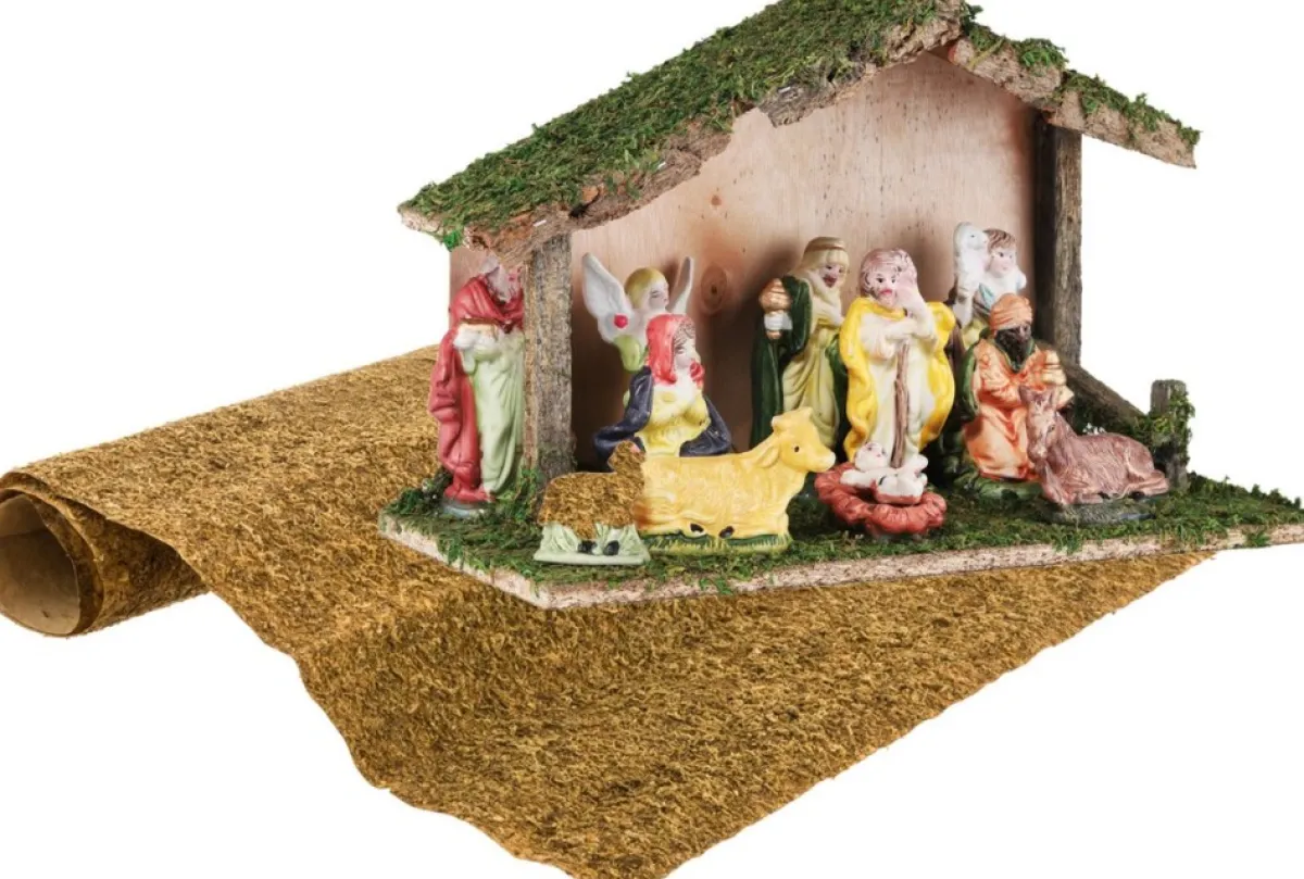 Merkloos Kerststallen>Complete Kerststal Inclusief Beelden En Ondergrond - Kerststalletjes