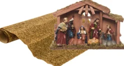 Merkloos Kerststallen>Complete Kerststal Inclusief 8 Beelden En Ondergrond 30 Cm - Kerststallen