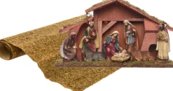 Merkloos Kerststallen>Complete Kerststal Inclusief 8 Beelden En Ondergrond 40 Cm - Kerststallen