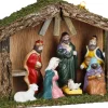 Merkloos Kerststallen>Complete Kerststal Inclusief Kerststal Beelden 30 X 10 X 21 Cm - Kerstdecoratie/Kerstversiering Kerststallen