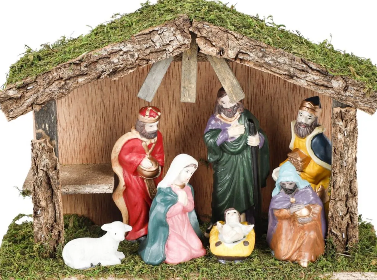 Merkloos Kerststallen>Complete Kerststal Inclusief Kerststal Beelden 30 X 10 X 21 Cm - Kerstdecoratie/Kerstversiering Kerststallen