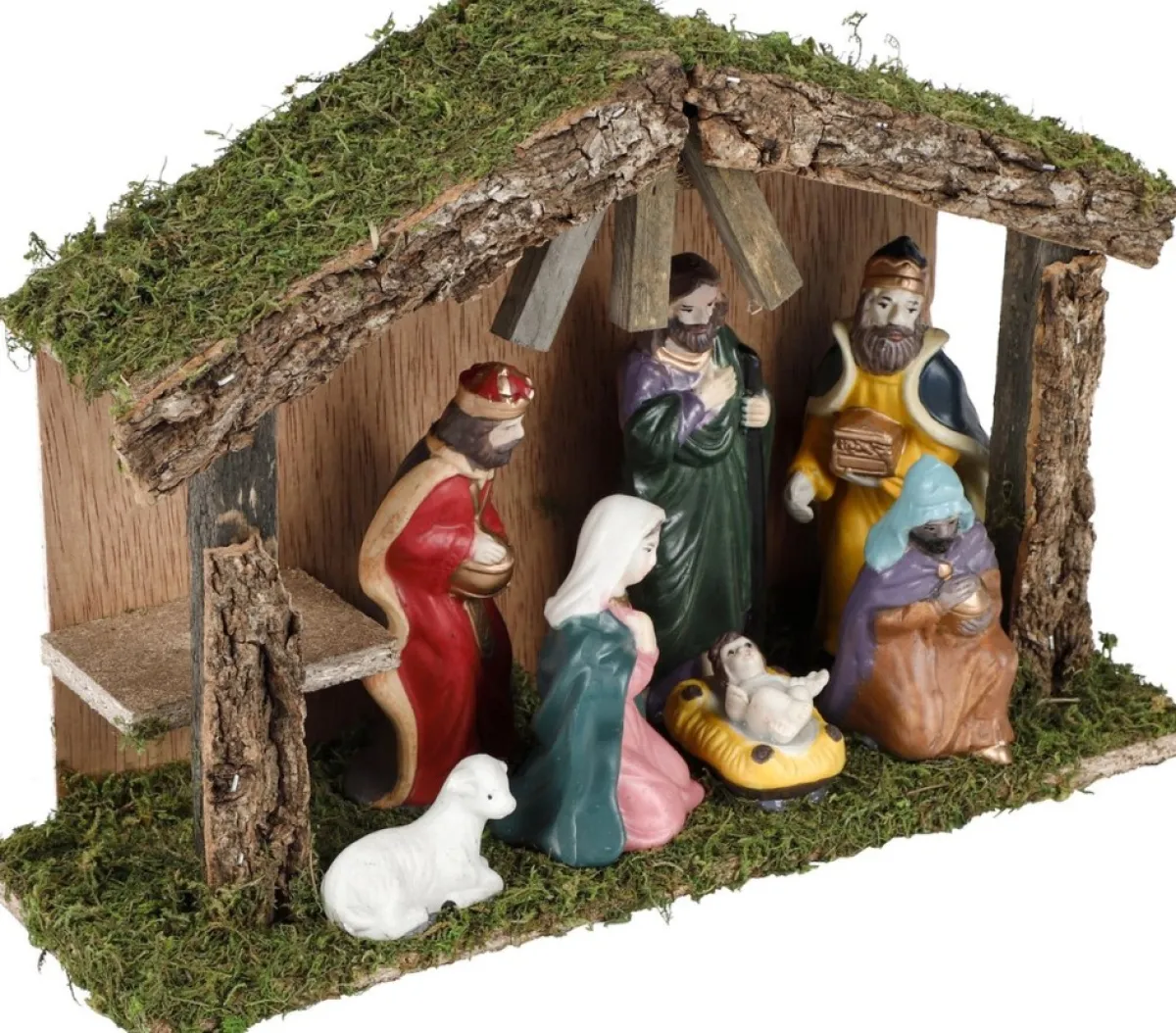 Merkloos Kerststallen>Complete Kerststal Inclusief Kerststal Beelden 30 X 10 X 21 Cm - Kerstdecoratie/Kerstversiering Kerststallen