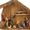 Merkloos Kerststallen>Complete Kerststal Met Kerststal Beelden - 39 X 19 X 28 Cm - Hout/Mos/Polyresin