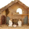 Merkloos Kerststallen>Complete Kerststal Met 3X St Kerststal Beelden - 50 X 23 X 31 Cm -Hout/Polyresin