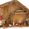 Merkloos Kerststallen>Complete Kerststal Met 11X St Kerststal Beelden - 42 X 19 X 30 Cm - Hout/Polyresin