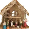 Merkloos Kerststallen>Complete Kerststal Met 11X St Kerststal Beelden - 30 X 18 X 26 Cm - Hout/Mos/Polyresin