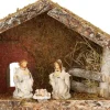 Merkloos Kerststallen>Complete Kerststal Met 3X St Kerststal Beelden - 32 X 17 X 25 Cm - Hout/Polyresin