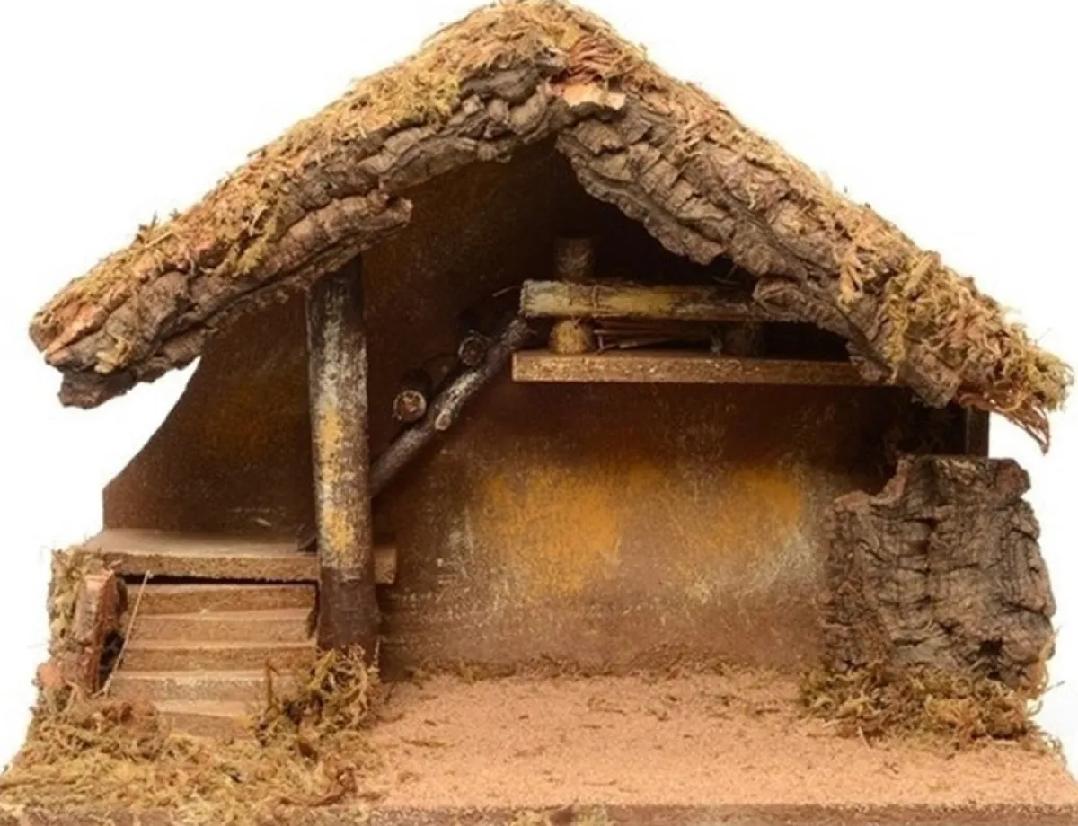 Merkloos Kerststallen>Complete Kerststal Met 9X St Kerststal Beelden - 39 X 19 X 28 Cm - Hout/Polyresin