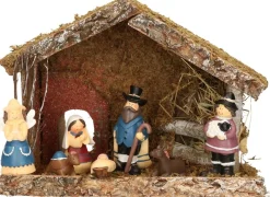 Merkloos Kerststallen>Complete Kinder Kerststal Met 7X St Kerststal Beelden - 32 X 17 X 25 Cm - Hout/Polyresin