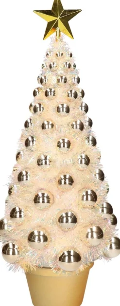 Merkloos Complete Kunstkerstboom Met Lichtjes En Ballen Goud - Kerstversiering - Kerstbomen - Kerstaccessoires - Kerstverlichting Goudkleurig New