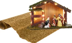 Merkloos Kerststallen>Complete Verlichte Kerststal Inclusief 9 Beelden En Ondergrond - Kerststalletjes