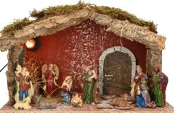 Merkloos Kerststallen>Complete Verlichte Kerststal Met 11X St Kerststal Beelden - 39 X 20 X 24 Cm